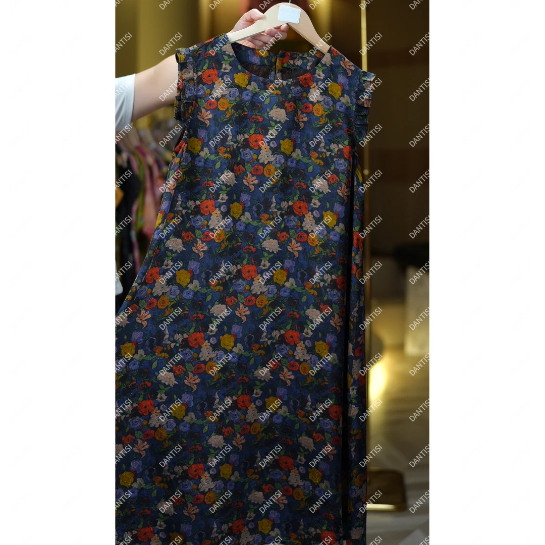 花境《非遗美学》1458新中式复古荷叶边袖边连衣裙