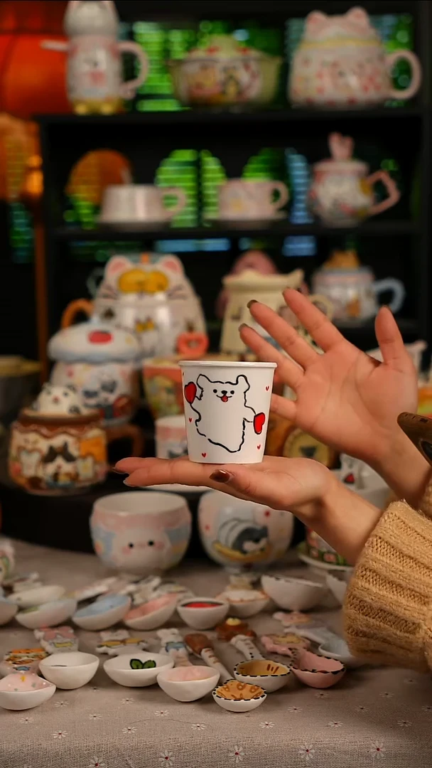 陶瓷无盖款景德镇高温釉下彩纯手绘创意瓷 默认微瑕 不退不换