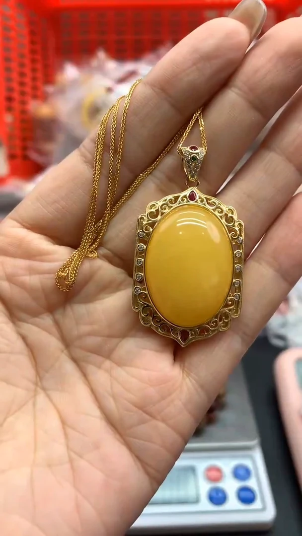 银S925镶嵌琥珀珠宝奇石1773