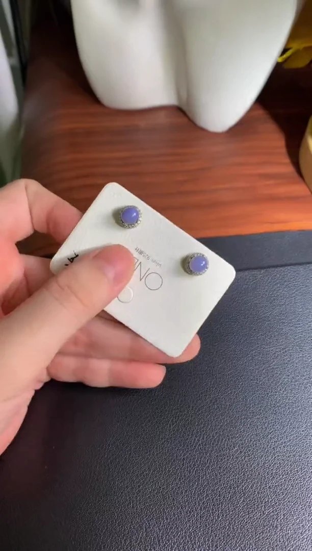 银S925镶嵌翡翠耳饰翡翠