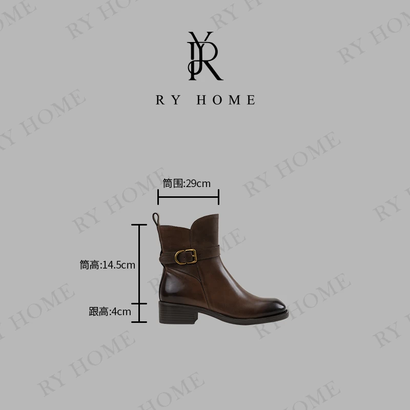 【容雨RYHOME】手工擦色小牛皮踝上骑士靴Cavalier boots 253X1339