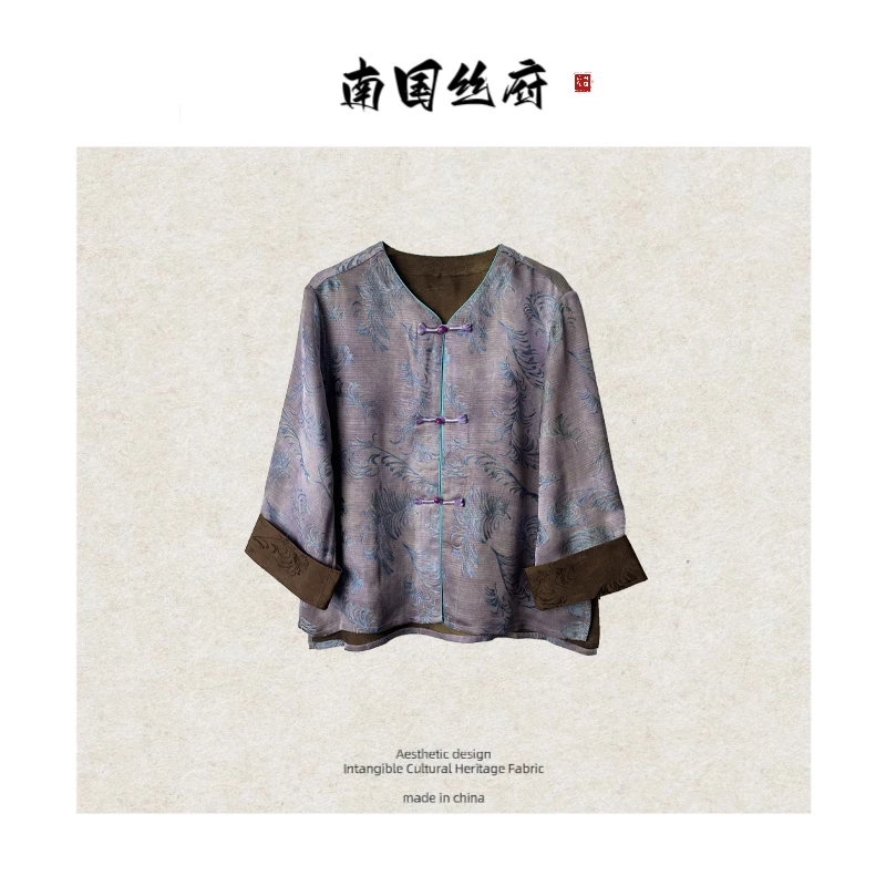 【非遗螺钿】奢绸系列|新中式印染手工四经绞萝工艺上衣