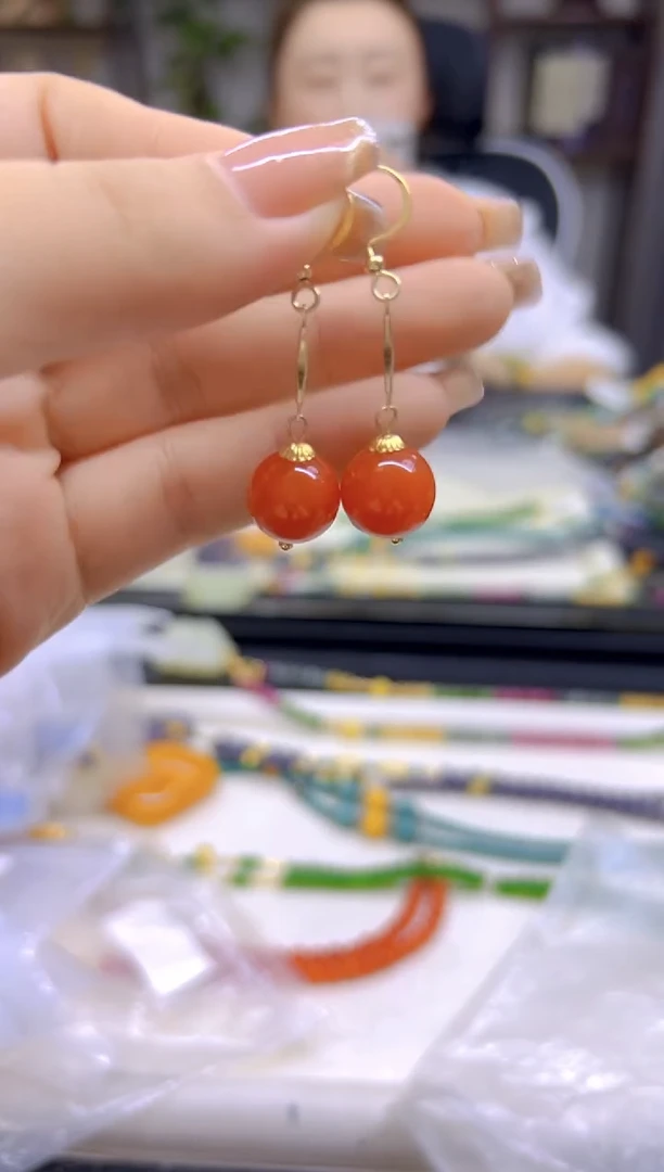 翡翠14K金镶嵌耳饰DIY款E525