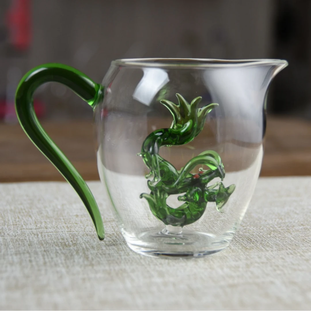 墨池茶器 王大锤手作绿飞天龙公道杯茶海耐热高硼硅玻璃 MC0084