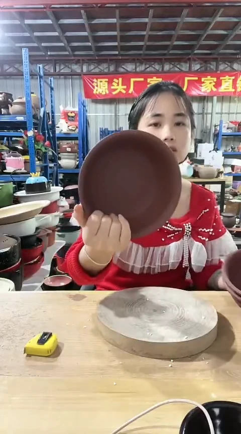 陶明显瑕疵紫砂扣肉碗不圆色差