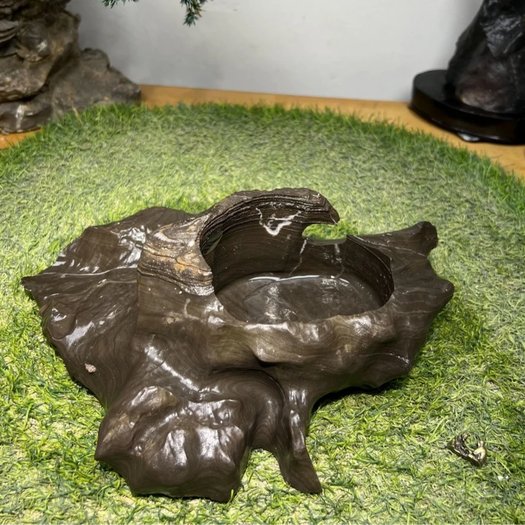 灵璧石花盆奇石烟缸鱼缸茶盘