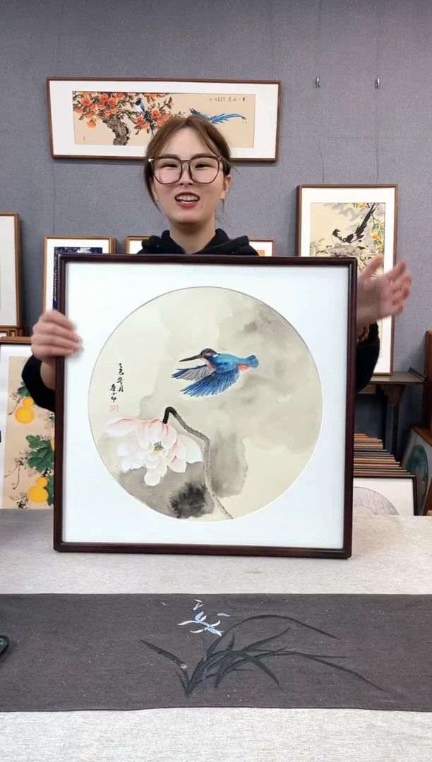 【闪购商品】国画手写手绘带框作品-52*52-