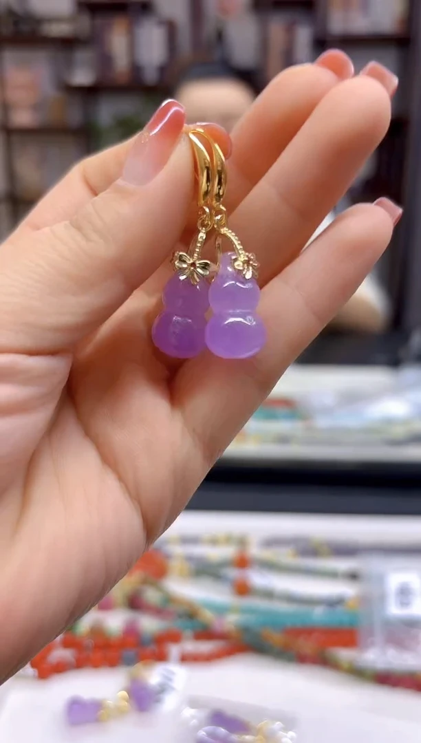 【闪购商品】翡翠耳饰14K金镶嵌耳勾E543