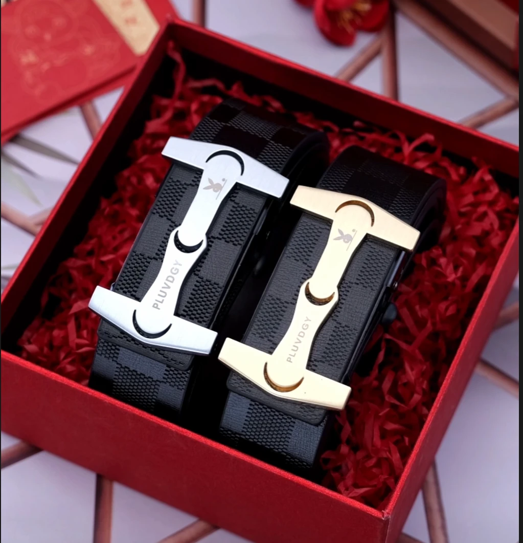 2025花花款男士真牛皮高端无牙自动扣腰带商务时尚百搭轻奢款