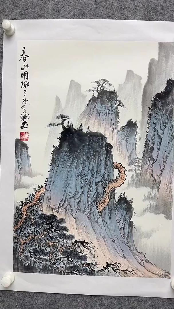 国画李纲-2.7平尺-山水国画