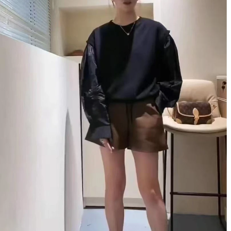 休闲纯色拼接高级感卫衣