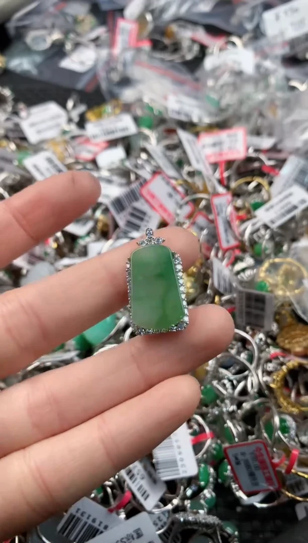 银S925镶嵌戒指翡翠3      4