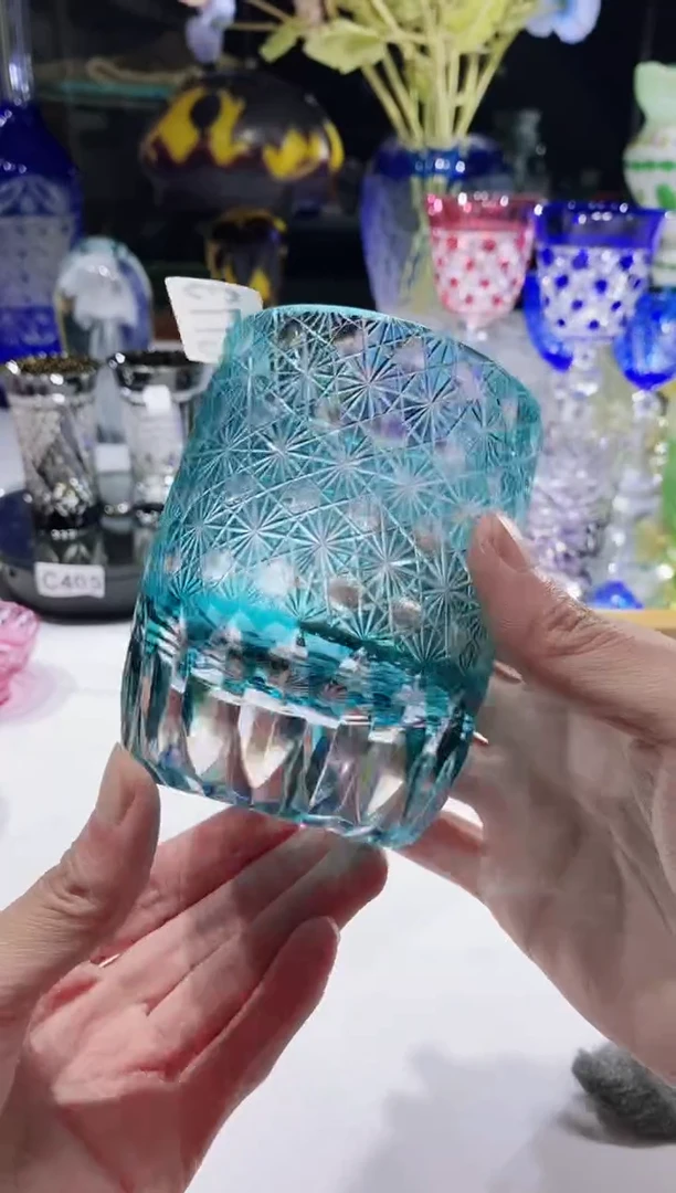 【闪购商品】水晶玻璃无手柄款773天蓝风雅大菊微瑕