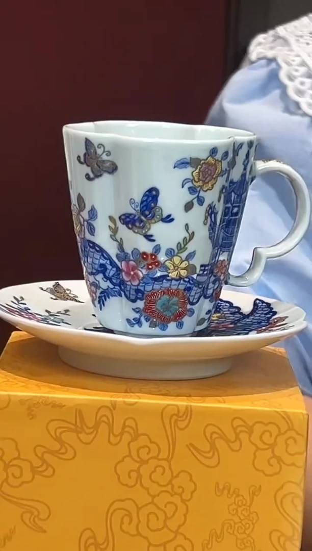 浮梁瓷局亭台楼阁咖啡杯，托
