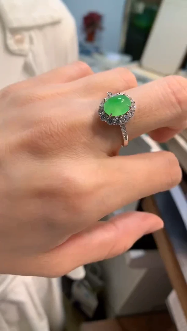 银S925镶嵌戒指翡翠戒指