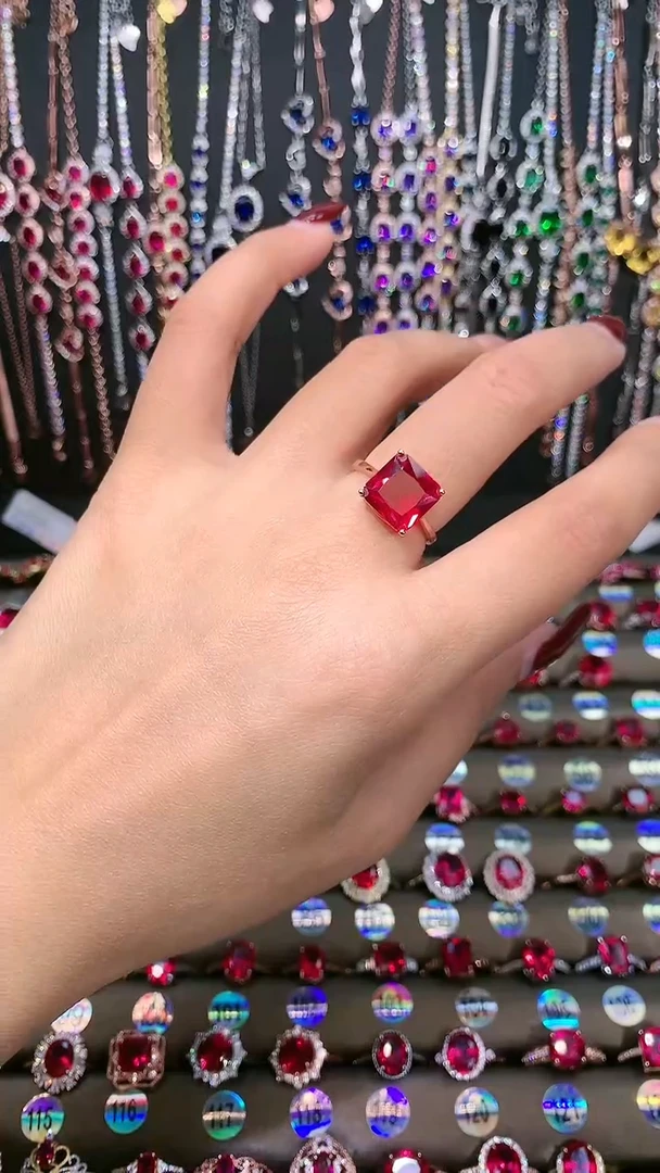 【闪购商品】红宝石戒指银S925镶嵌玫瑰金10