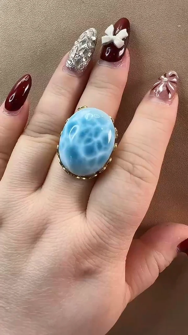 【闪购商品】针钠钙石（海纹石）戒指未镶嵌戒指