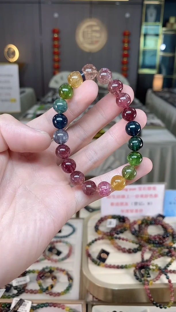未镶嵌老矿碧玺单圈手串9mm+碧玺xion多样性发一条