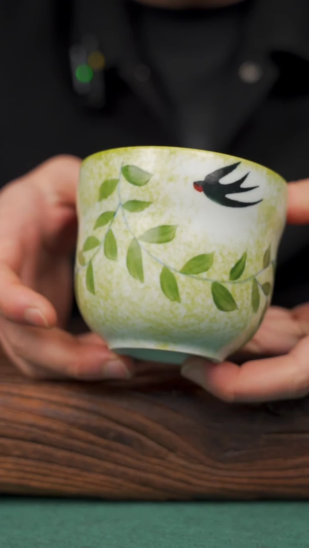 瓷片92寻一缕瓷香杯釉下手工手绘瓷器