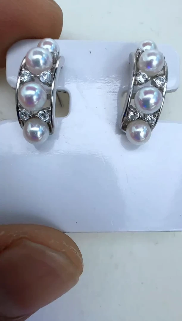 【闪购商品】海水珍珠耳饰银S925镶嵌耳扣