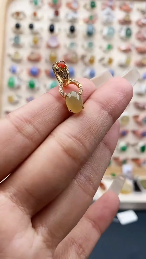 【闪购商品】翡翠颈饰银S925镶嵌缅甸天然A货翡翠444  6+