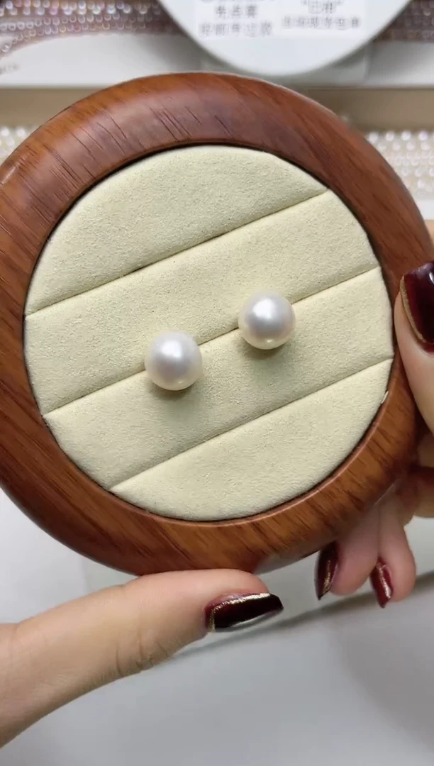 【闪购商品】淡水珍珠耳钉银S925镶嵌11MM馒头耳钉