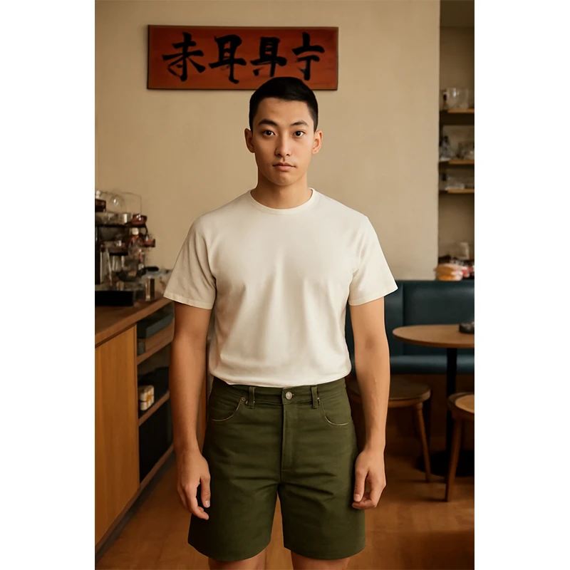 夏季百棉无弹赤耳丹宁短裤男士新款鱼骨斜纹时尚宽松直筒百搭短裤