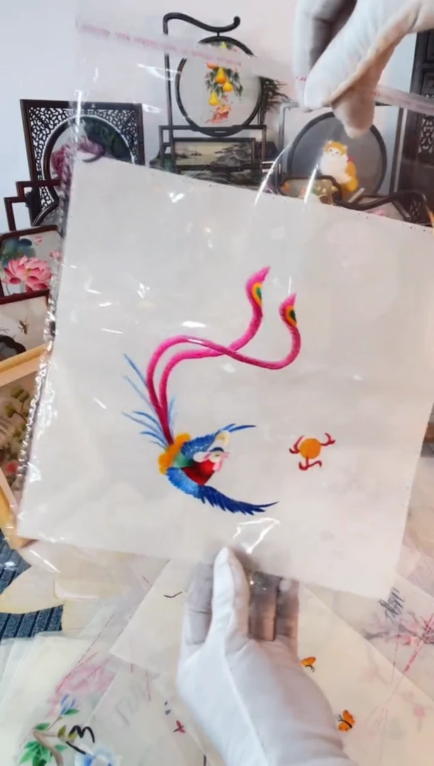织绣纯手工苏绣双面绣绣布50