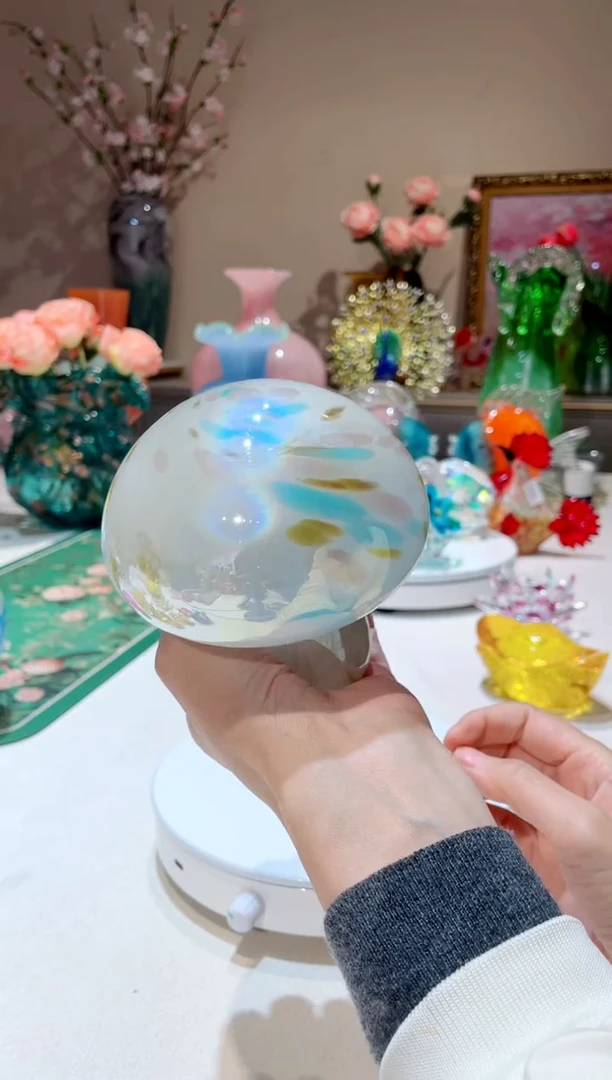 【闪购商品】琉璃手工艺品白色彩绘蘑菇