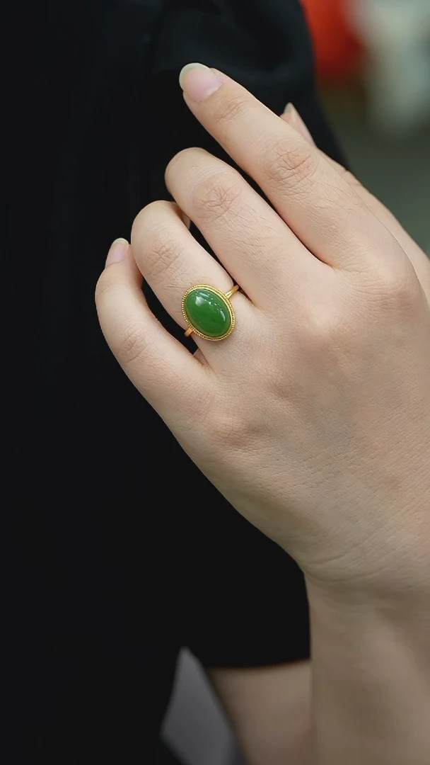 和田玉戒指银S925镶嵌戒指