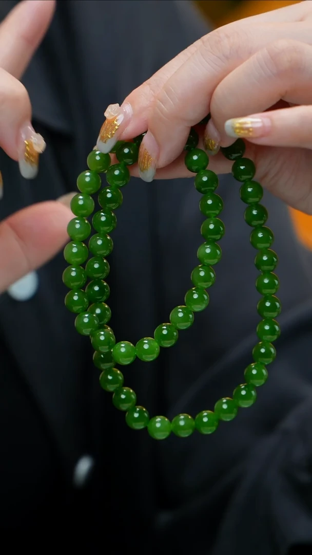 项链未镶嵌和田玉（碧玉）碧玉项链7-8mm 多样性发其一