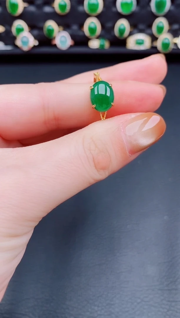 【闪购商品】翡翠戒指银S925镶嵌天然a货翡翠26