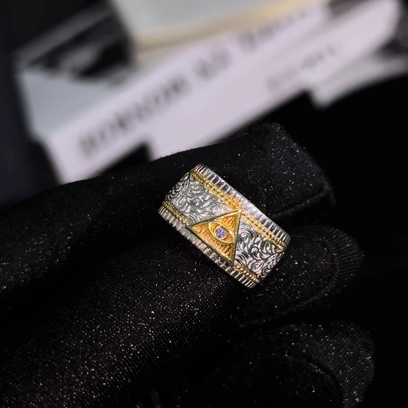 合金戒指 【涅槃· 奶白血轮眼戒指】奶白血轮戒指宝剑戒指戒指国潮