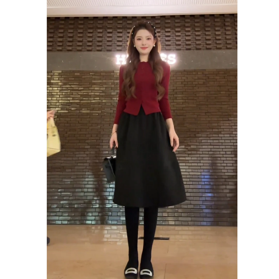 超火一整套2026秋冬新款时尚一整套气质减龄开衫半身裙两件套