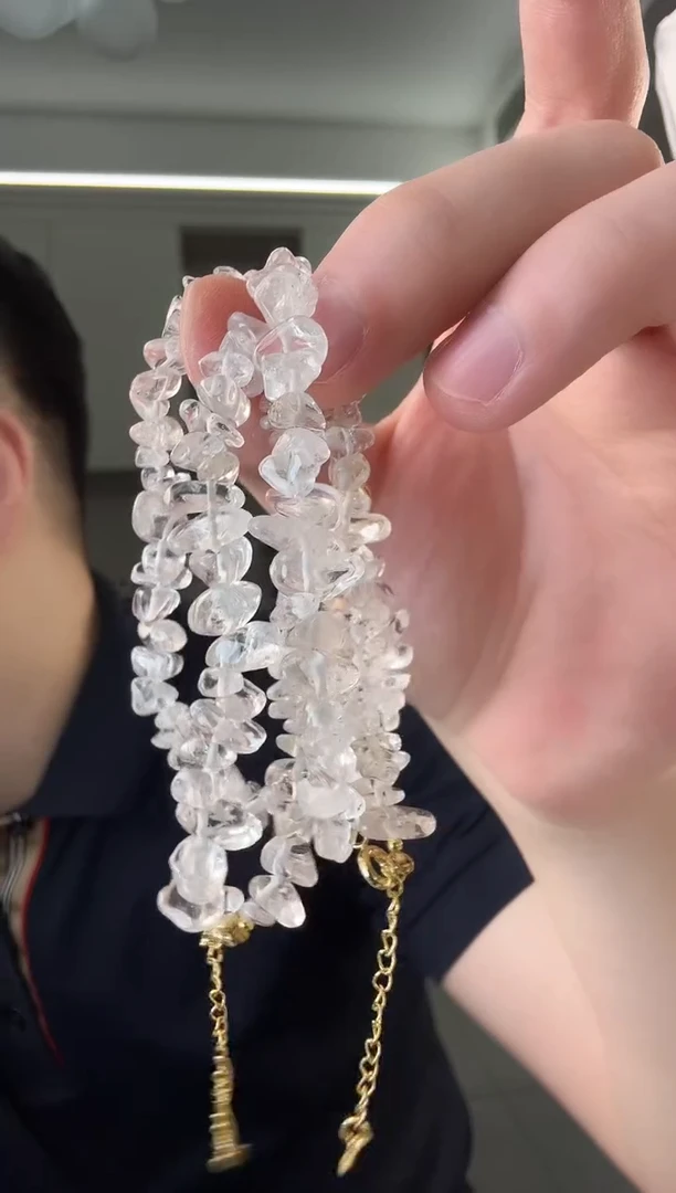 银S925镶嵌手链水晶c55 白水晶碎石手链多样性发一