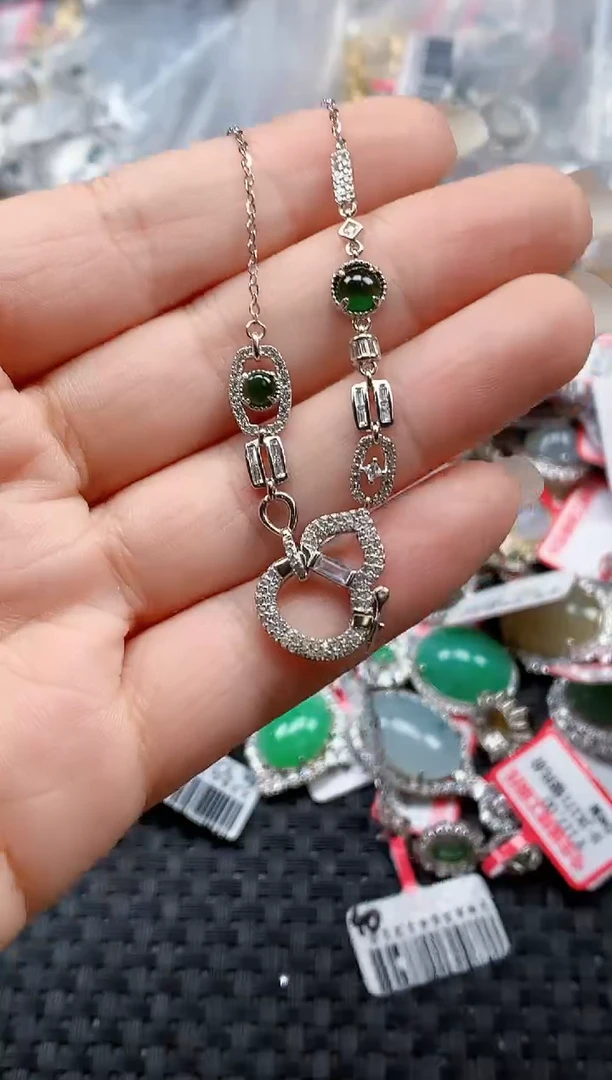 银S925镶嵌戒指翡翠天然A货缅甸翡翠