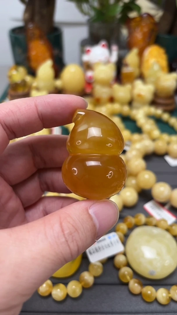 手串蜜蜡未镶嵌p50俄料精品蜜蜡葫芦 24.27克