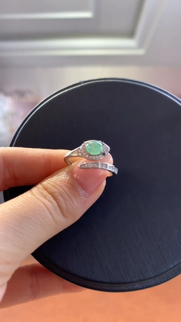 银S925镶嵌挂件翡翠翡翠戒指