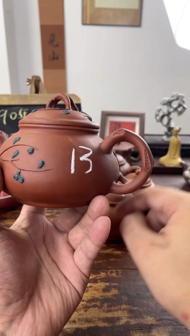 茶壶紫砂90年代老壶工糙泥好大红泥梅花13