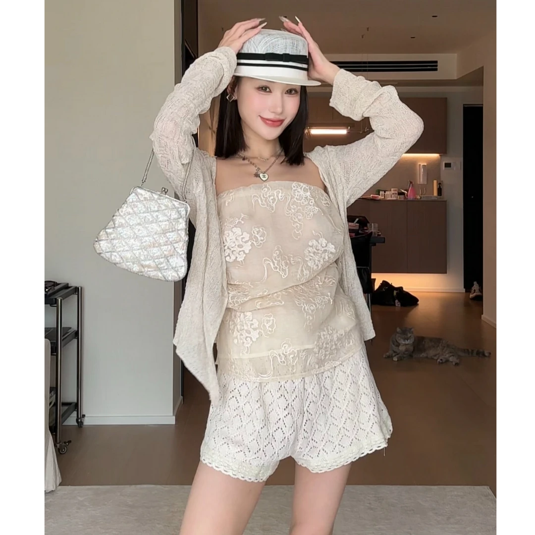 仲夏少女｜重工刺绣蕾丝三件套套装