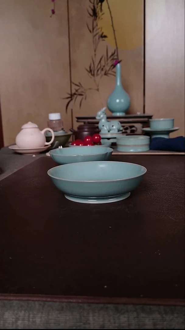 摆件瓷汝瓷葵口小洗