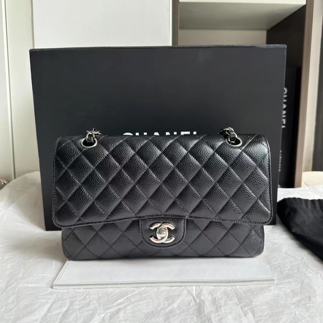 99新 Chanel/香奈儿 cf黑银中号荔枝纹 好成色 26