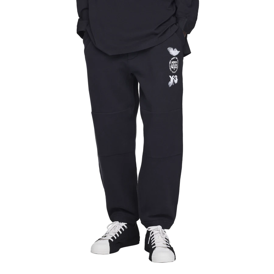 Y-3/Y-3（53-JX7267）黑色宽腰抽绳休闲运动裤