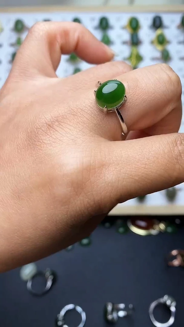 【闪购商品】和田玉戒指银S925镶嵌1