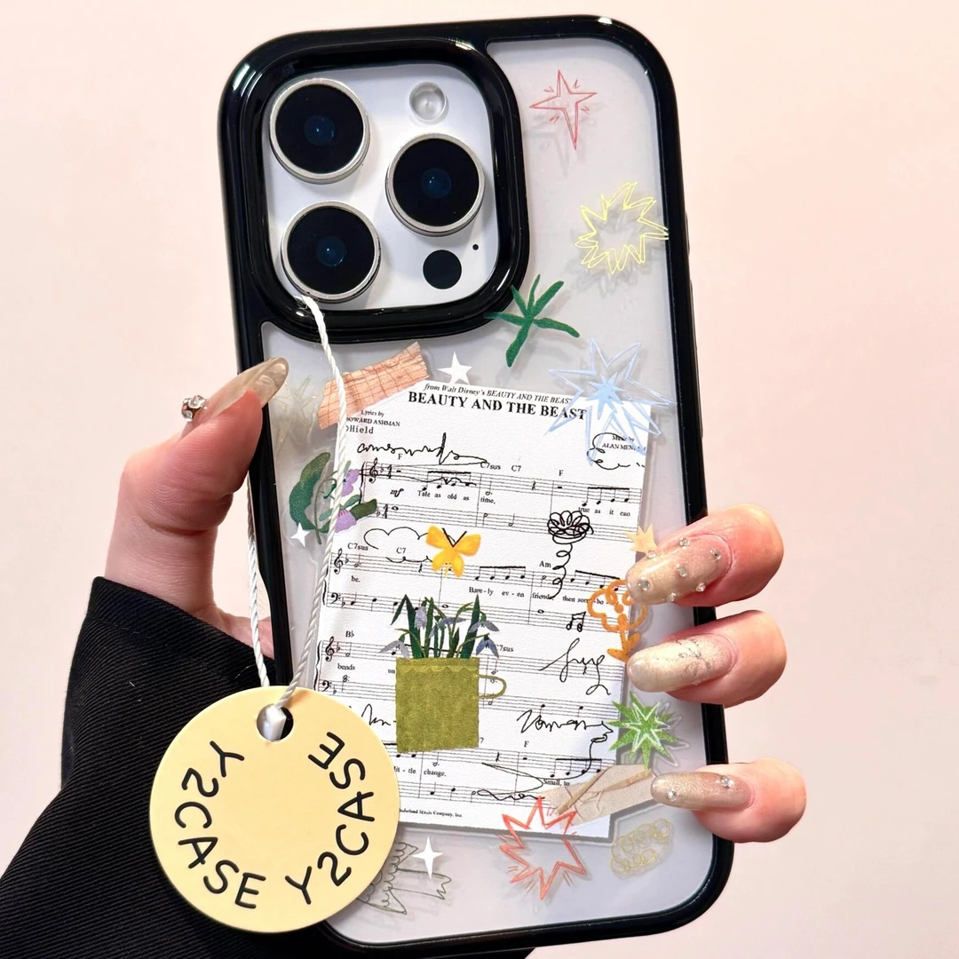 春日舞曲五线谱适用苹果16promax手机壳15plus清新14pro黑边13新