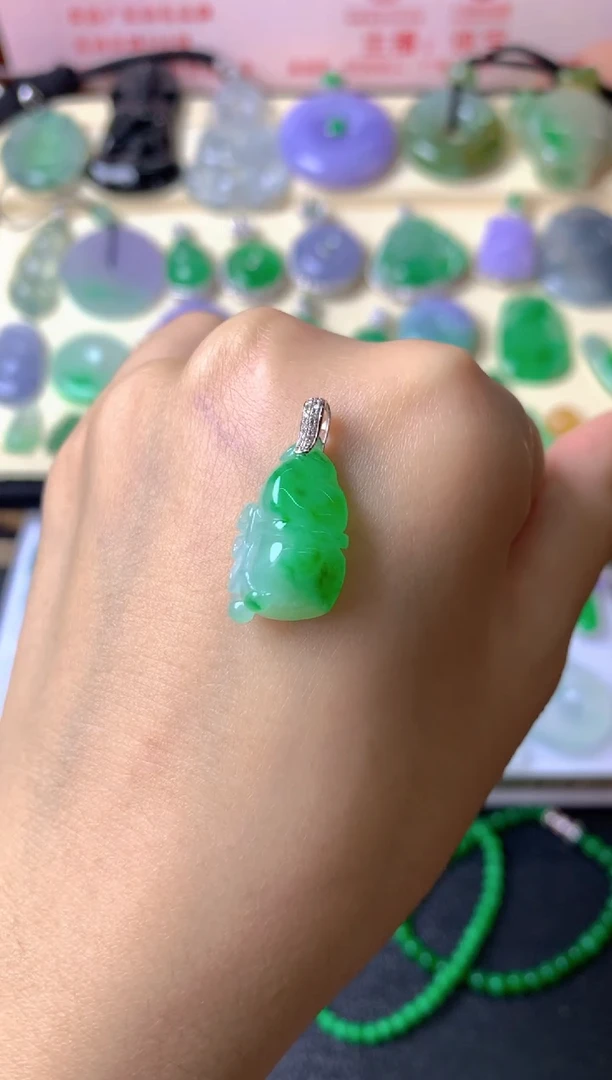 吊坠(不含链)18K金镶嵌翡翠S****️吊坠