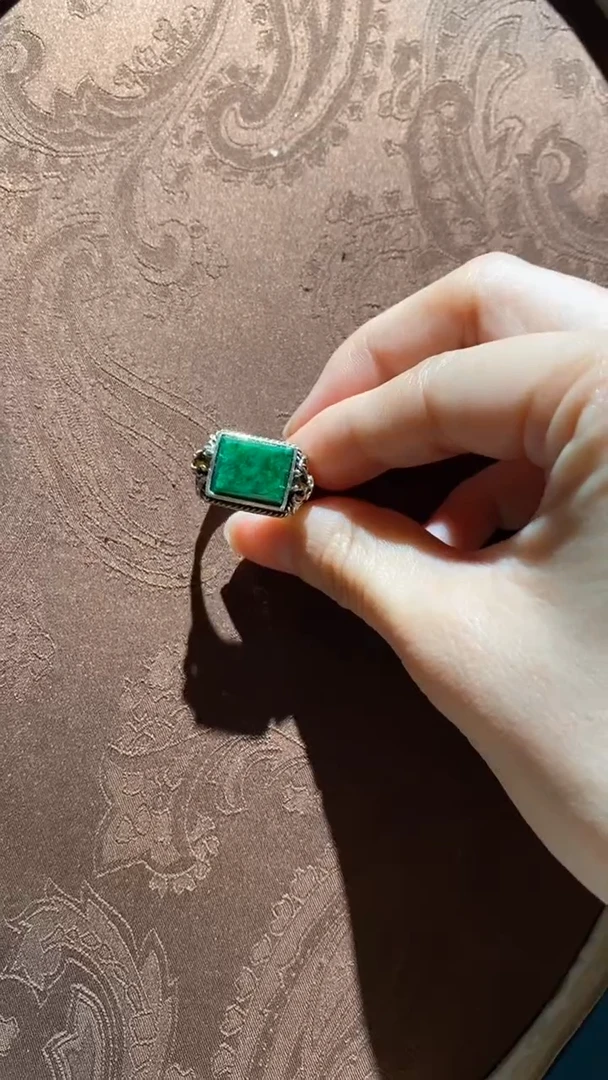 【闪购商品】翡翠戒指银S925镶嵌红翡绿翠 06号