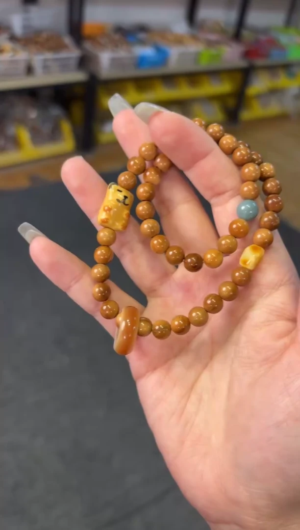 【闪购商品】蜜蜡手链未镶嵌7mm蜜蜡设计库克双圈