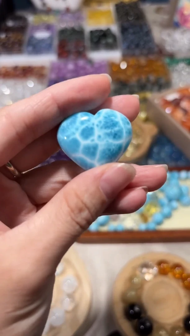 水晶手串未镶嵌F45海纹石爱心拍16