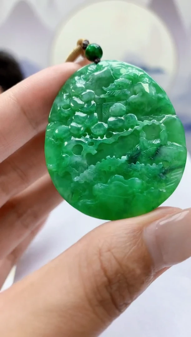 定制翡翠未镶嵌4688MM-毛货挂件44